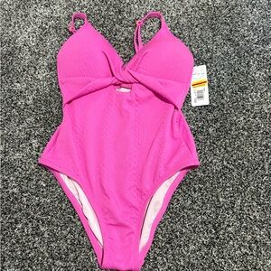 NWT woman’s small Pink One-Piece Swimsuit - Knot Front Design